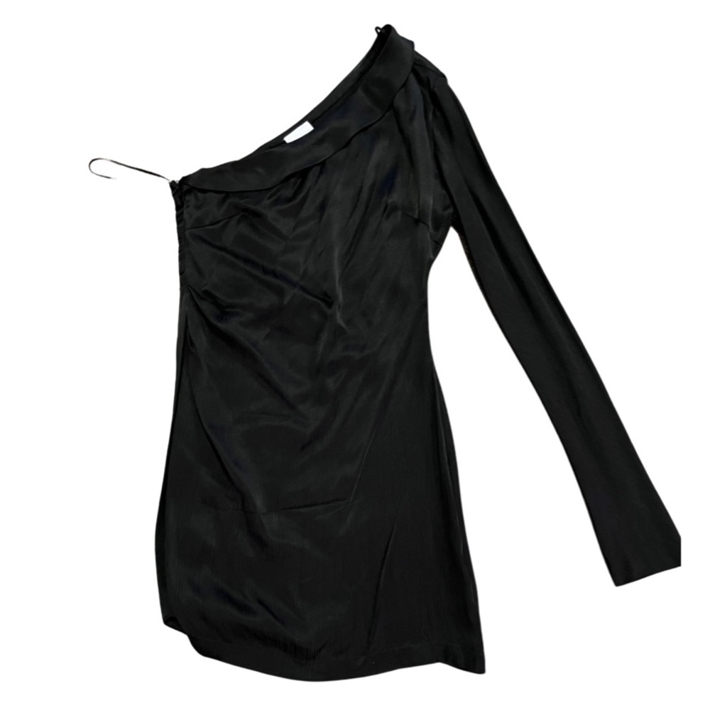 ONE SLEEVE SATIN MINI DRESS